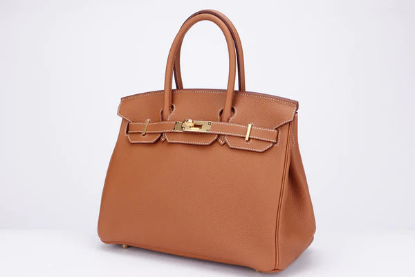 HERMES BIRKIN 25 - 40CM (WITH SERIAL NUMBER) GOLD COLOR TOGO LEATHER, GOLD HARDWARE, WITH KEYS, LOCK, DUST & BOX