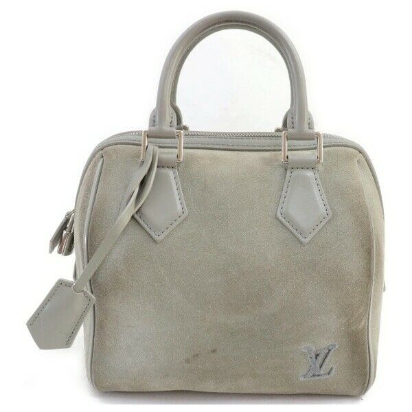 Louis Vuitton Hand Bag Speedy Cube Gray Suede Leather  (SHC7-11080)