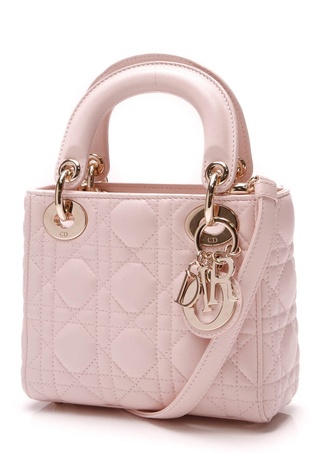 Cannage Mini Lady Bag - Light Pink Lambskin