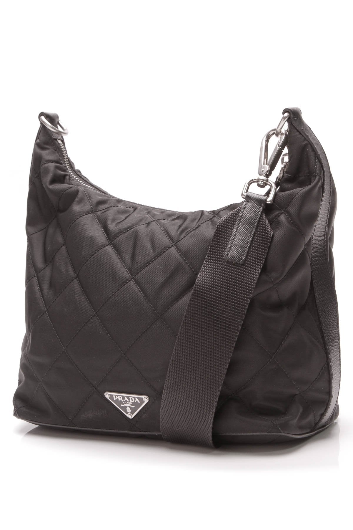 Quilted Shoulder Bag - Black Nylon
