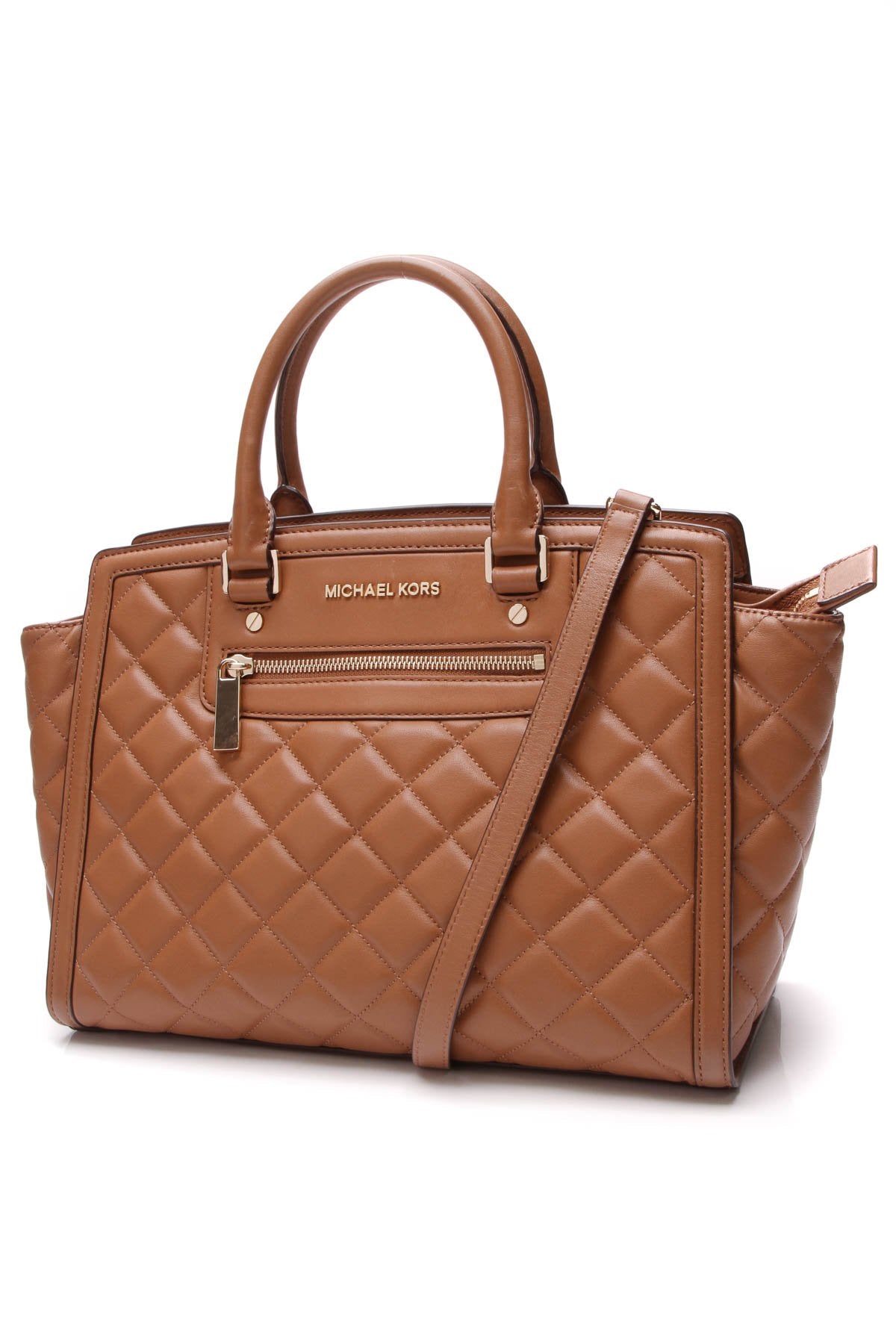 Quilted Selma Tote Bag - Camel