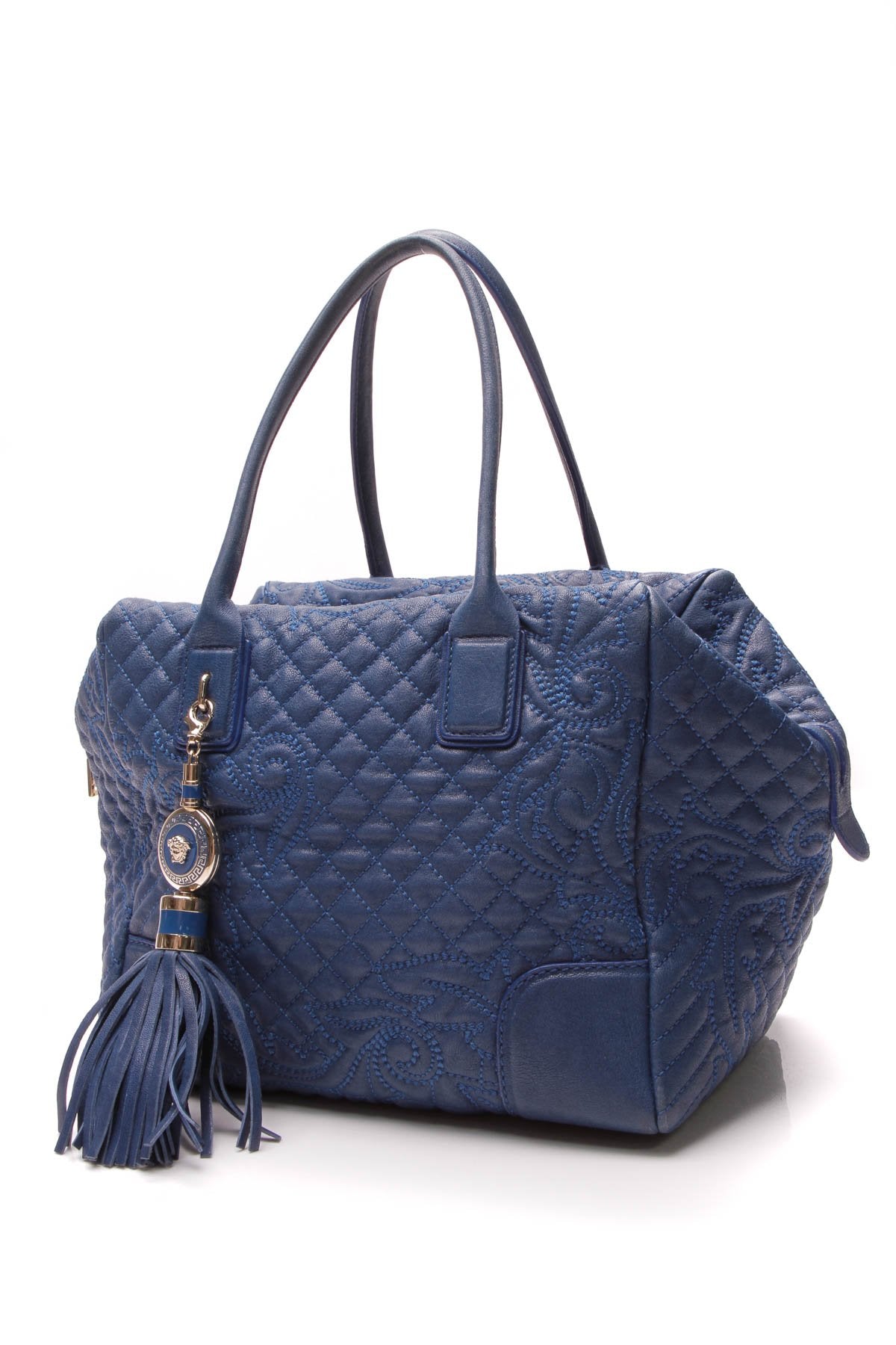 Vanitas Quilted Top Handle Bag - Blue