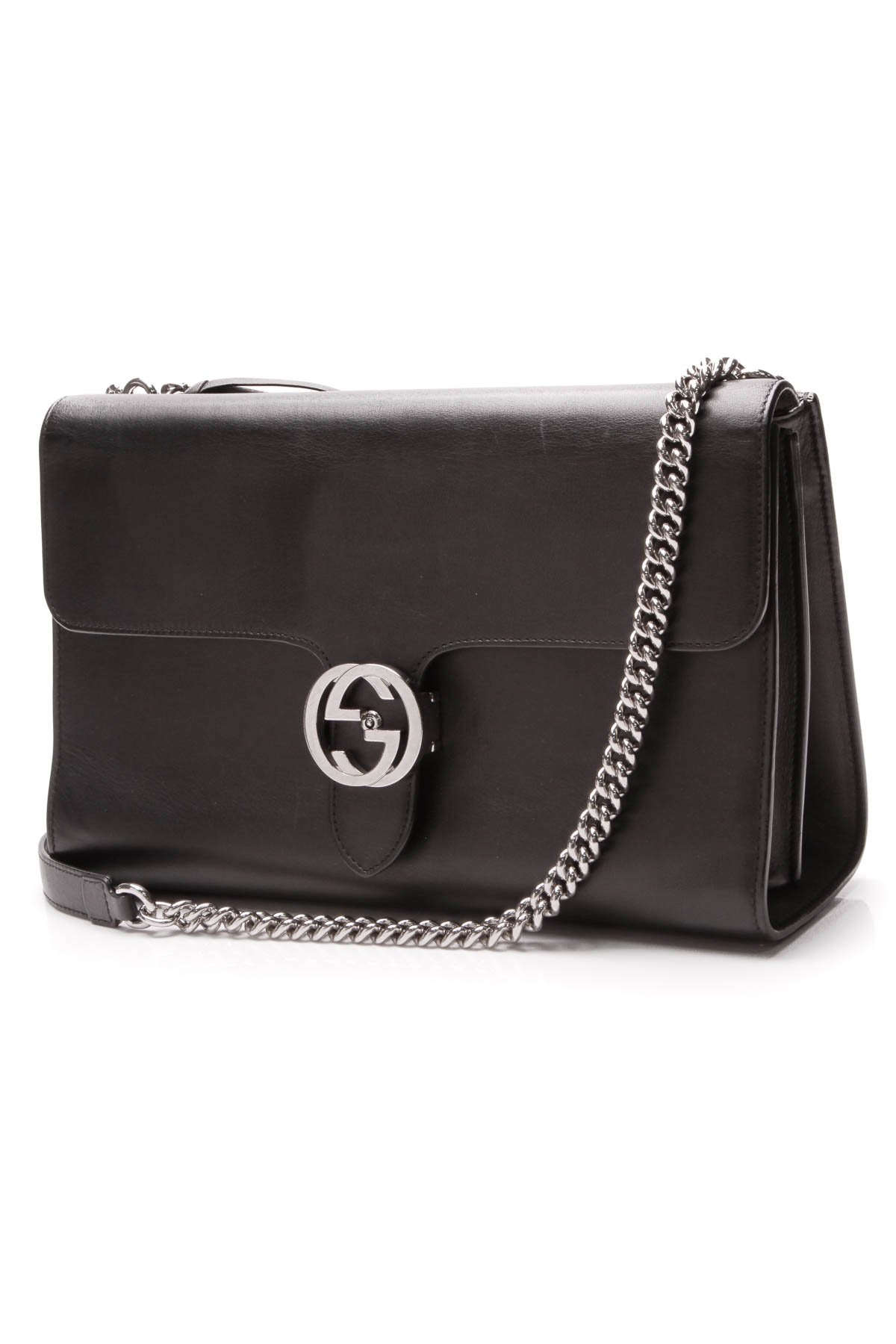 Interlocking GG Shoulder Bag - Black