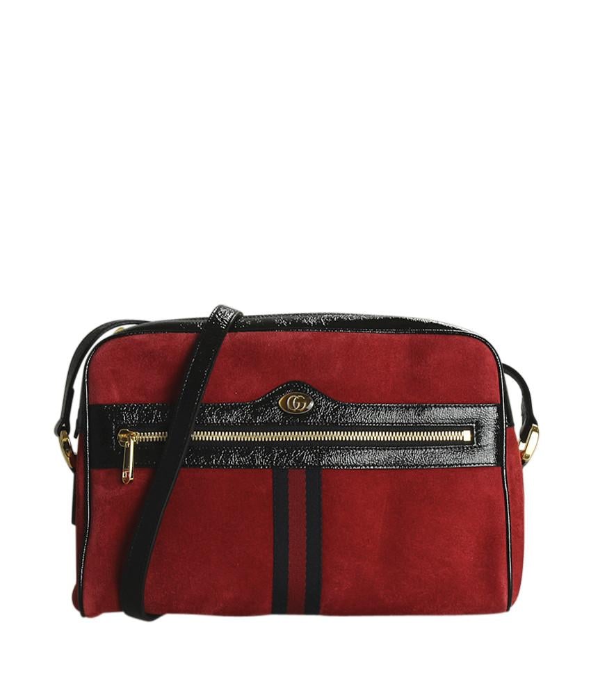 G*G 517080 Small Ophidia Red Suede Crossbody Bag