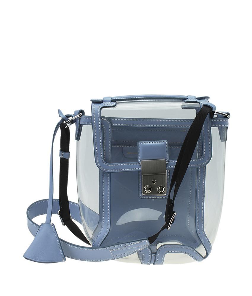 3.1 Phillip Lim Pashli Camera Transparent PVC & Blue Leather Crossbody Bag