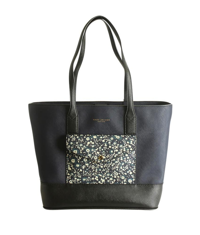 Marc Jacobs Saffiano Front Pocket Blue Leather Tote Bag