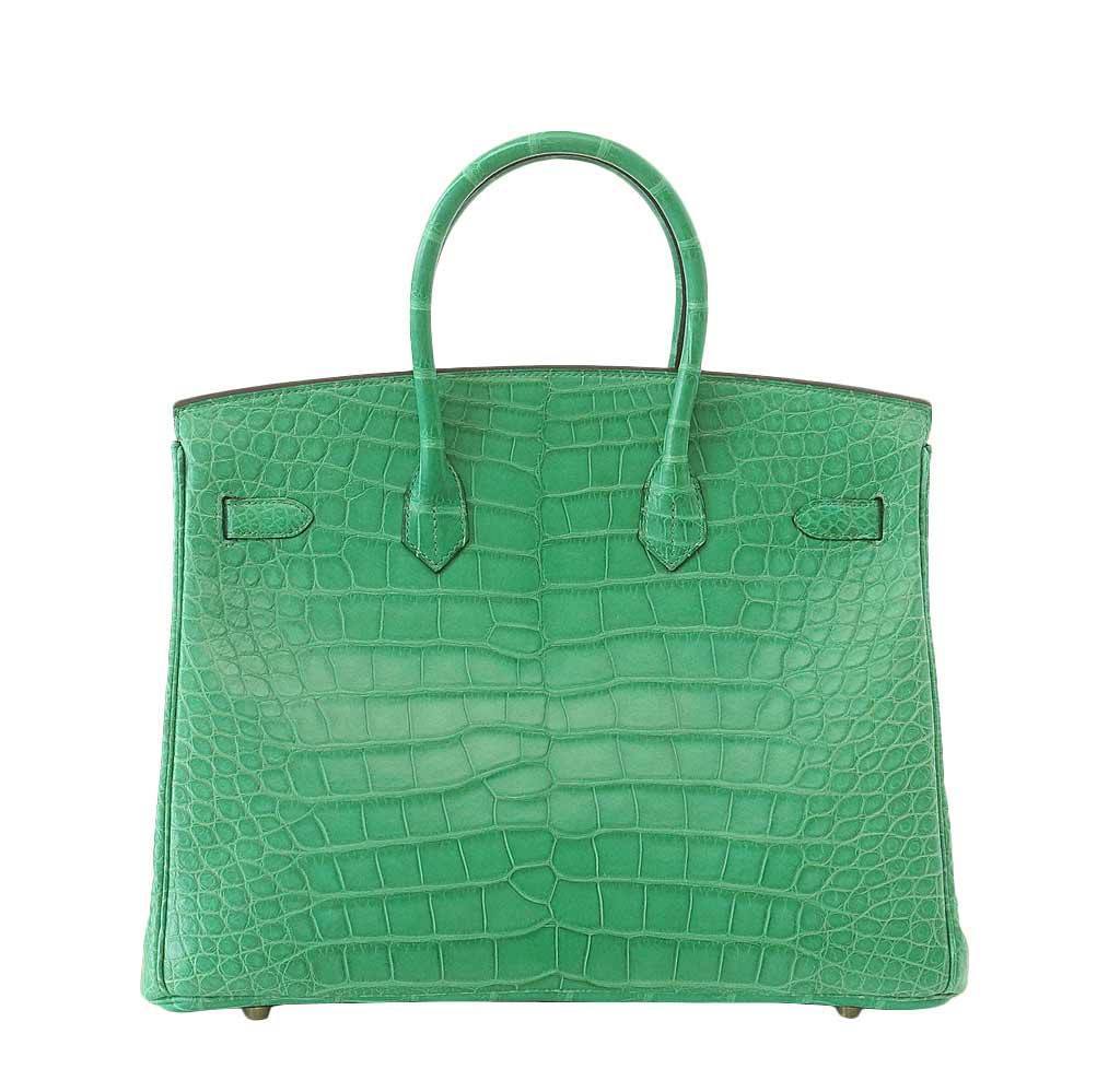 Hermès Matte Alligator Birkin 35 Cactus Bag GHW