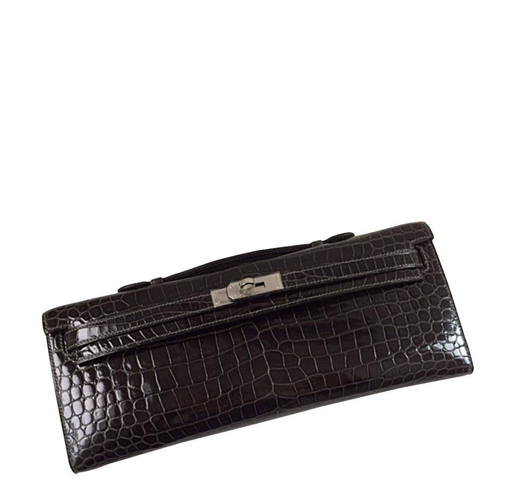 Hermès Kelly Cut Crocodile Graphite Bag