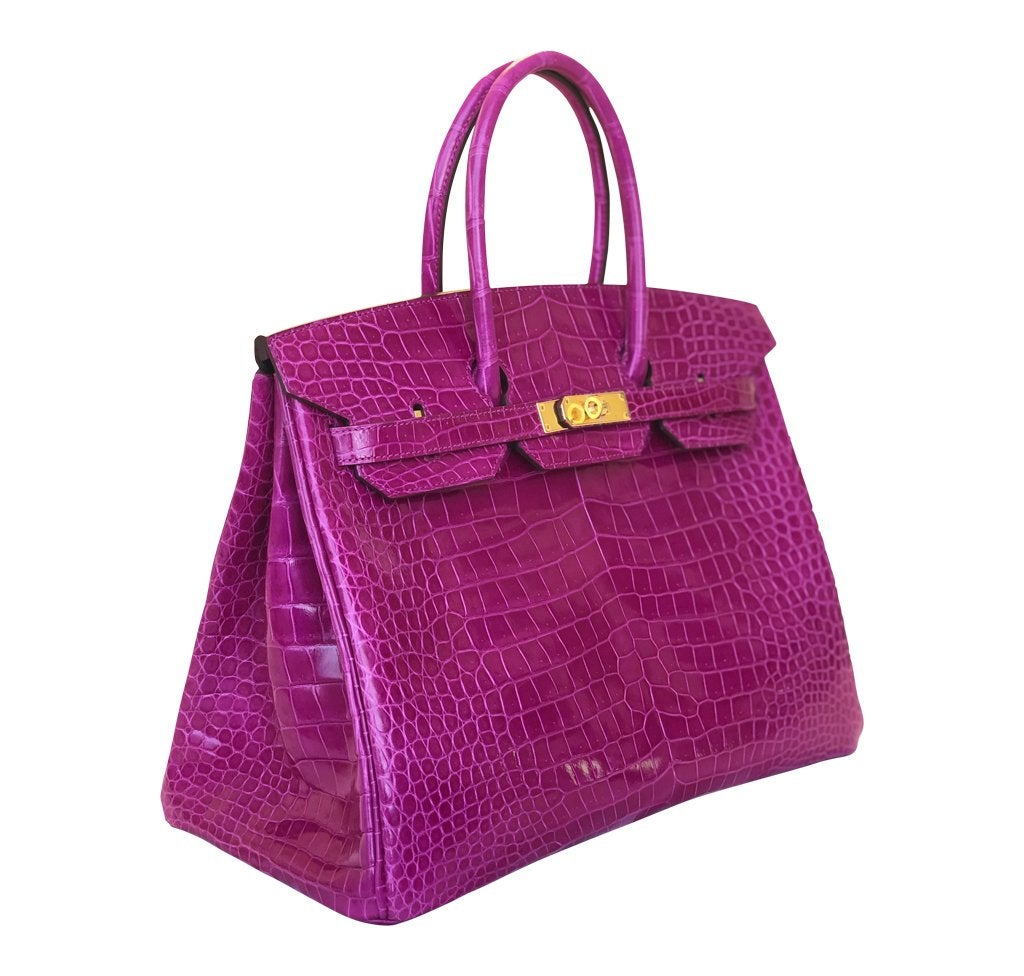 Hermès Birkin 35 Rose Sheherazade Crocodile Bag
