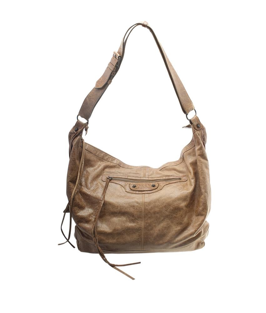 Balenciaga 159671 Courier XL Brown Leather Shoulder Bag