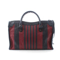 Balenciaga Classic City Marine Bordeaux Stripe Small Satchel Bag 431621