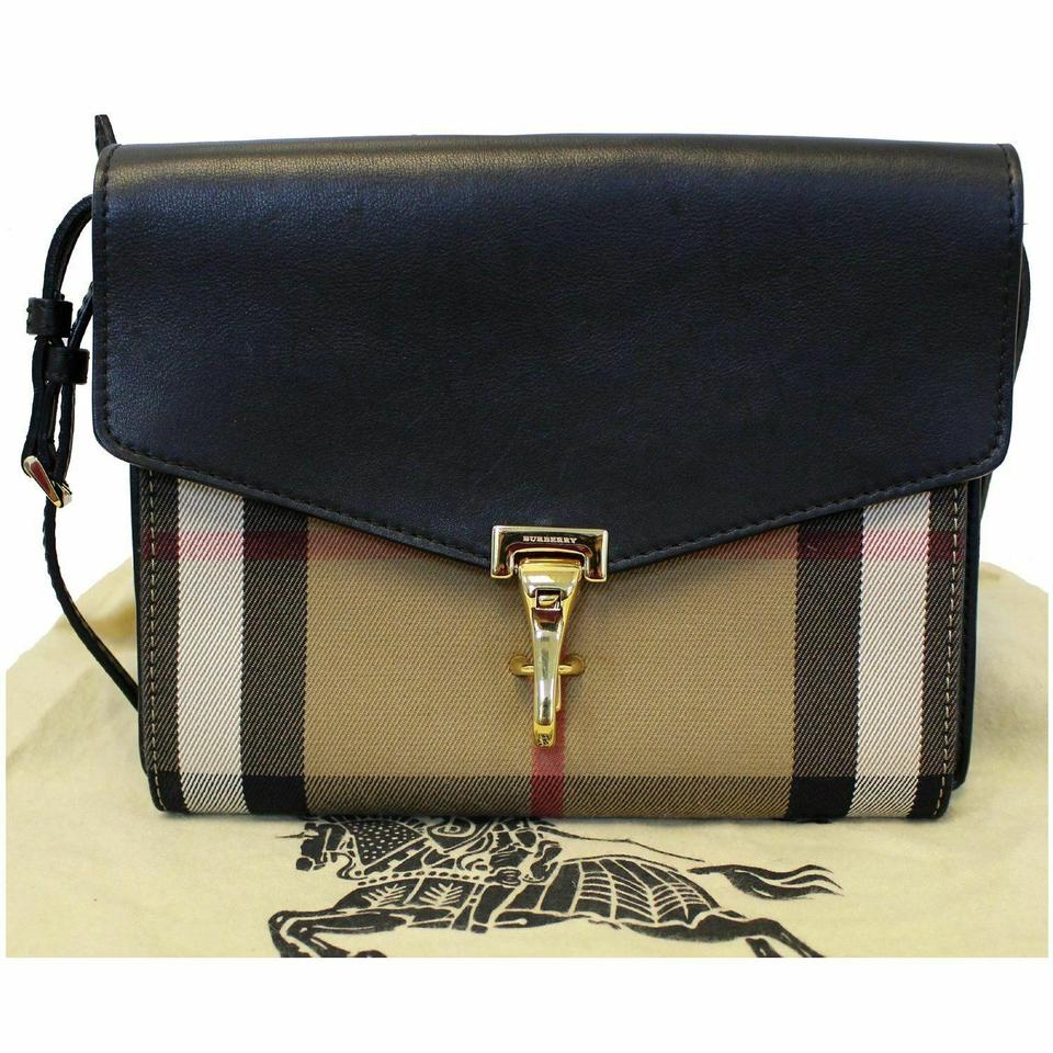 Burberry Small Macken House Black Canvas and Leather Cross Body Bag