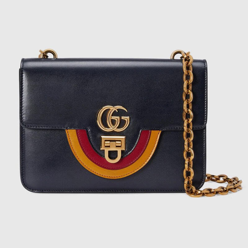 Small shoulder bag with Double G in blue leather  | G*G® US