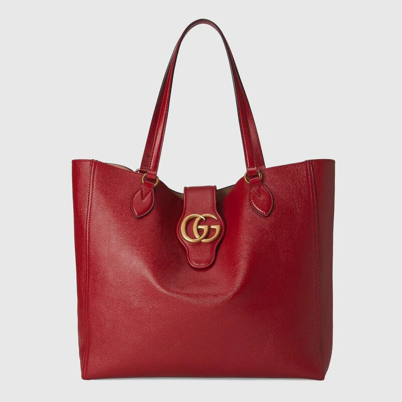 Medium tote with Double G in red leather | G*G® US