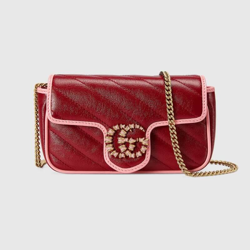GG Marmont super mini bag in red and pink leather | G*G® US