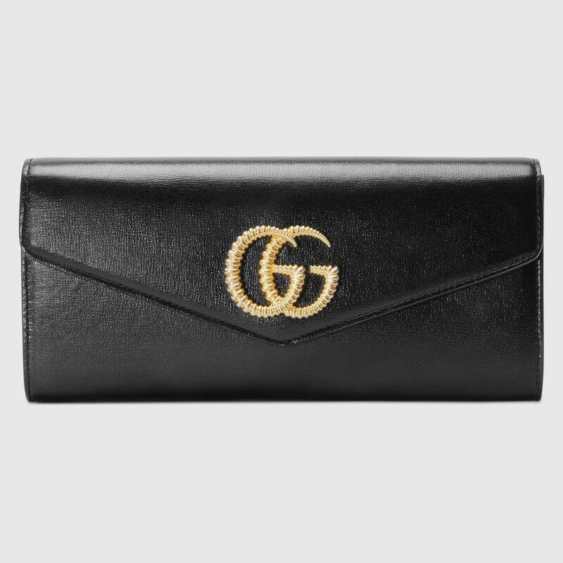 Black Leather Broadway Clutch With Double G | G*G® US