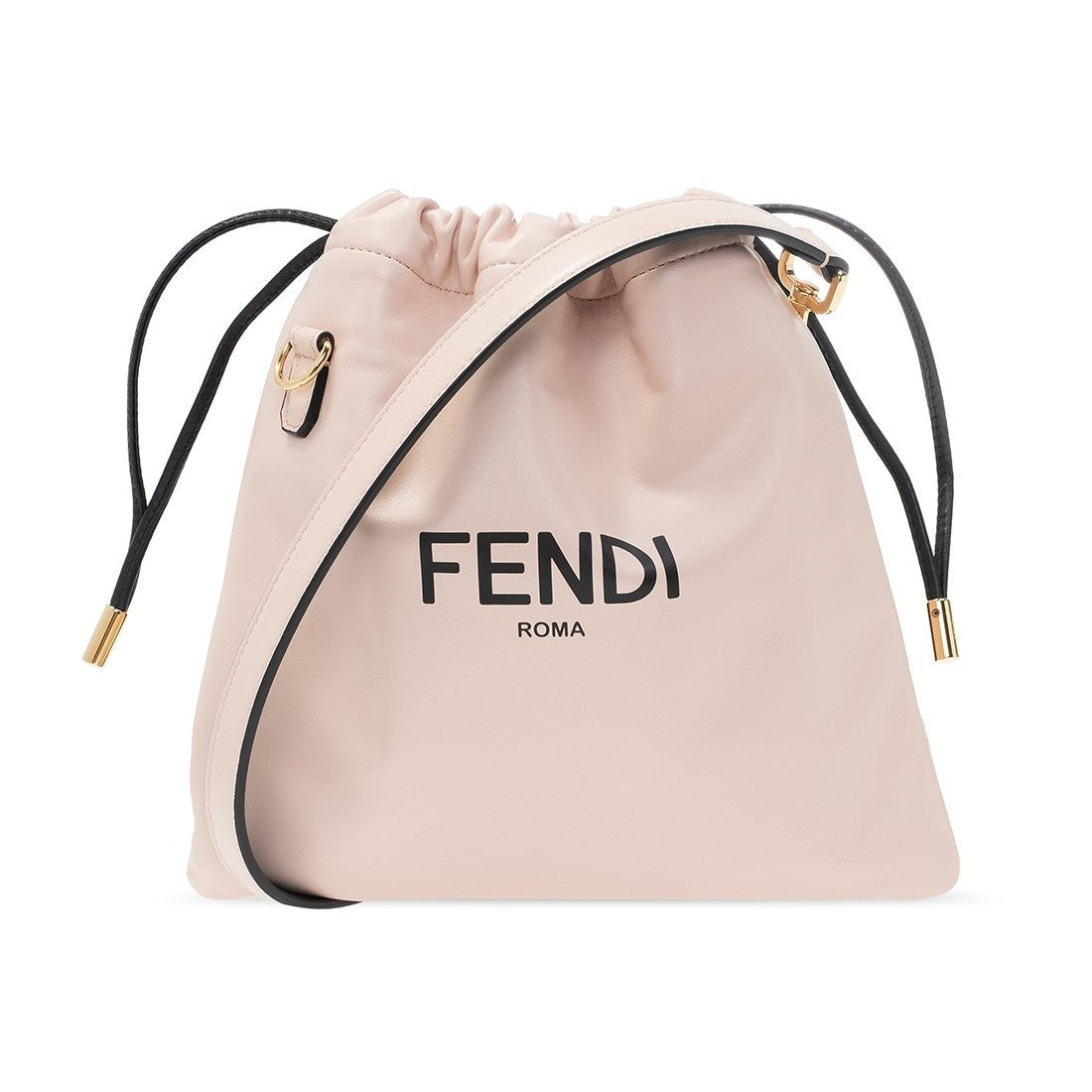 Fendi Roma Sack Pink Leather Drawstring Pouch Crossbody Bag 8BT337
