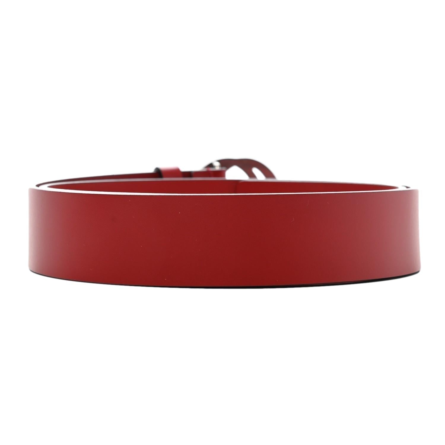 Gucci Rosso Red Leather Interlocking GG Buckle 95/38 Belt 546386
