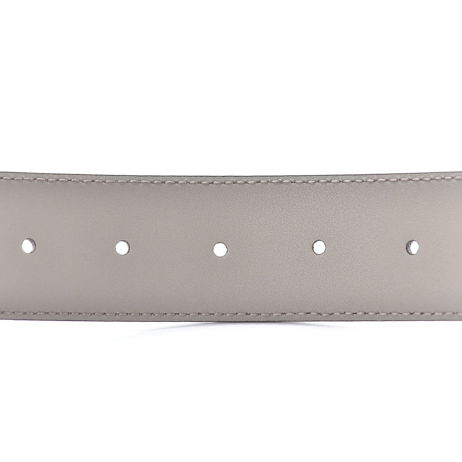 Gucci Storm Grey Leather Interlocking GG Buckle 80/32 Belt 546386
