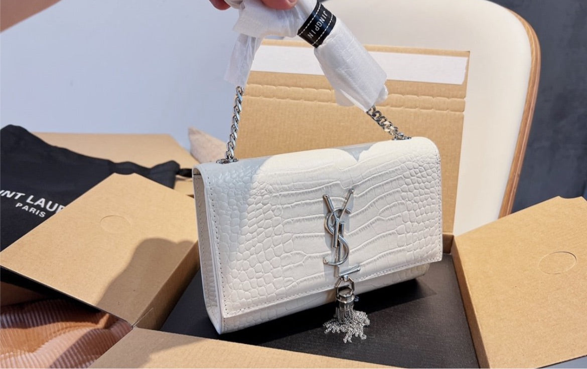 White/silver YSL woman handbag