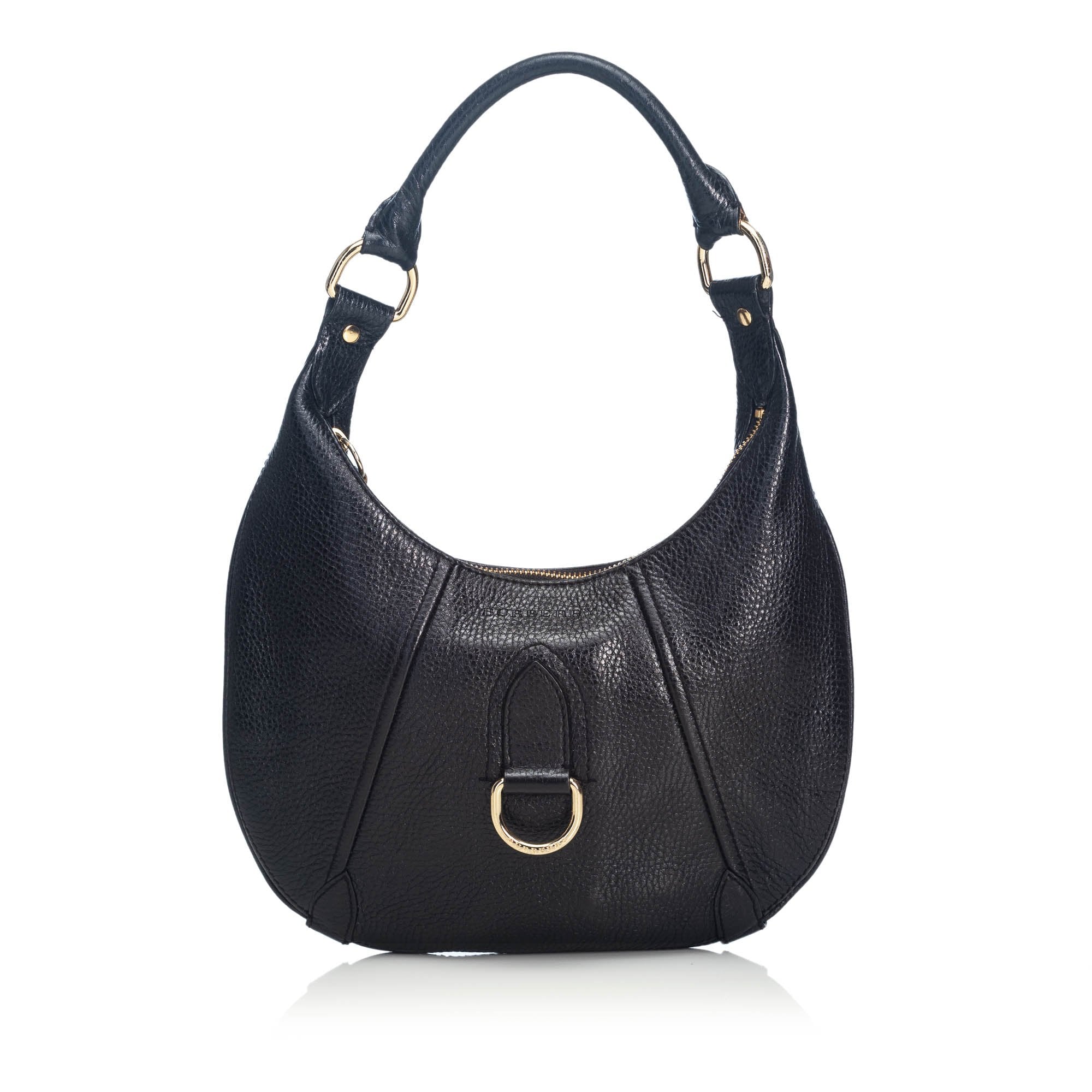Pre-Loved Burberry Black Others Leather Grained Hobo Bag China