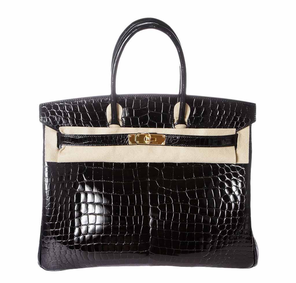 Hermès Porosus Crocodile Birkin 35 Black Bag