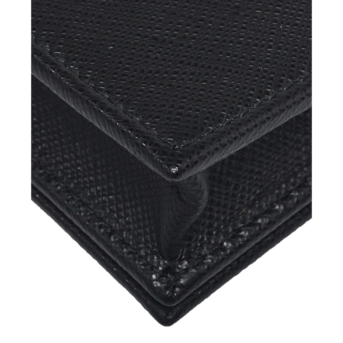 Prada Black Saffiano Leather Credit Card Case Wallet 1MC122