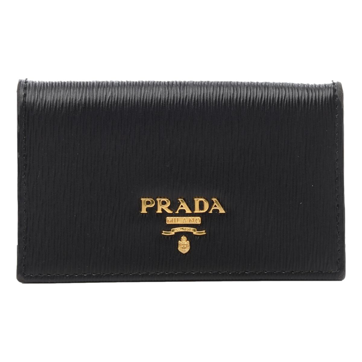 Prada Black Vitello Move Leather Card Case Wallet 1MC122