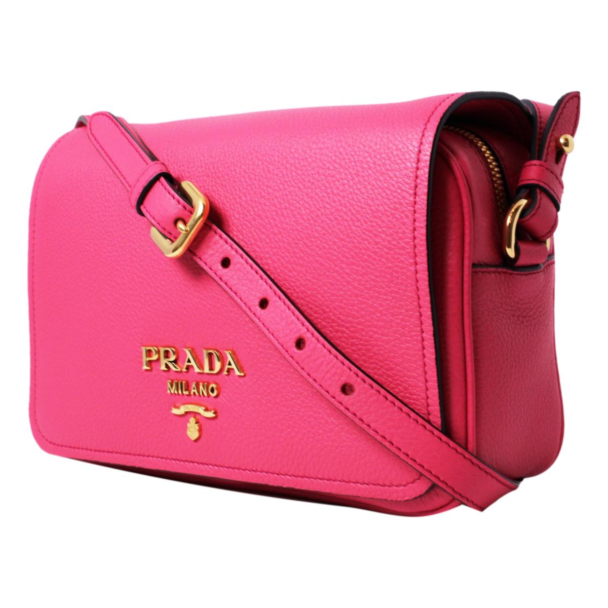 Prada Vitello Phenix Peonia Leather Flap Crossbody Bag 1BD163