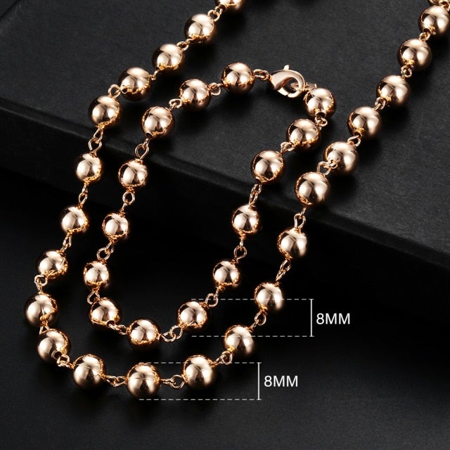 Men Women's Jewelry Set 585 Rose Gold Bracelet Necklace Set Double Curb Cuban Weaving Bismark Chain 2018 Wholesale Jewelry KCS04