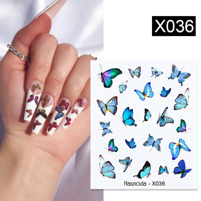 Harunouta Simple Green Flowers Leaves Tree Water Decals Spring Summer Theme Floral Transfer Stickers Slider Nail Art Decoration